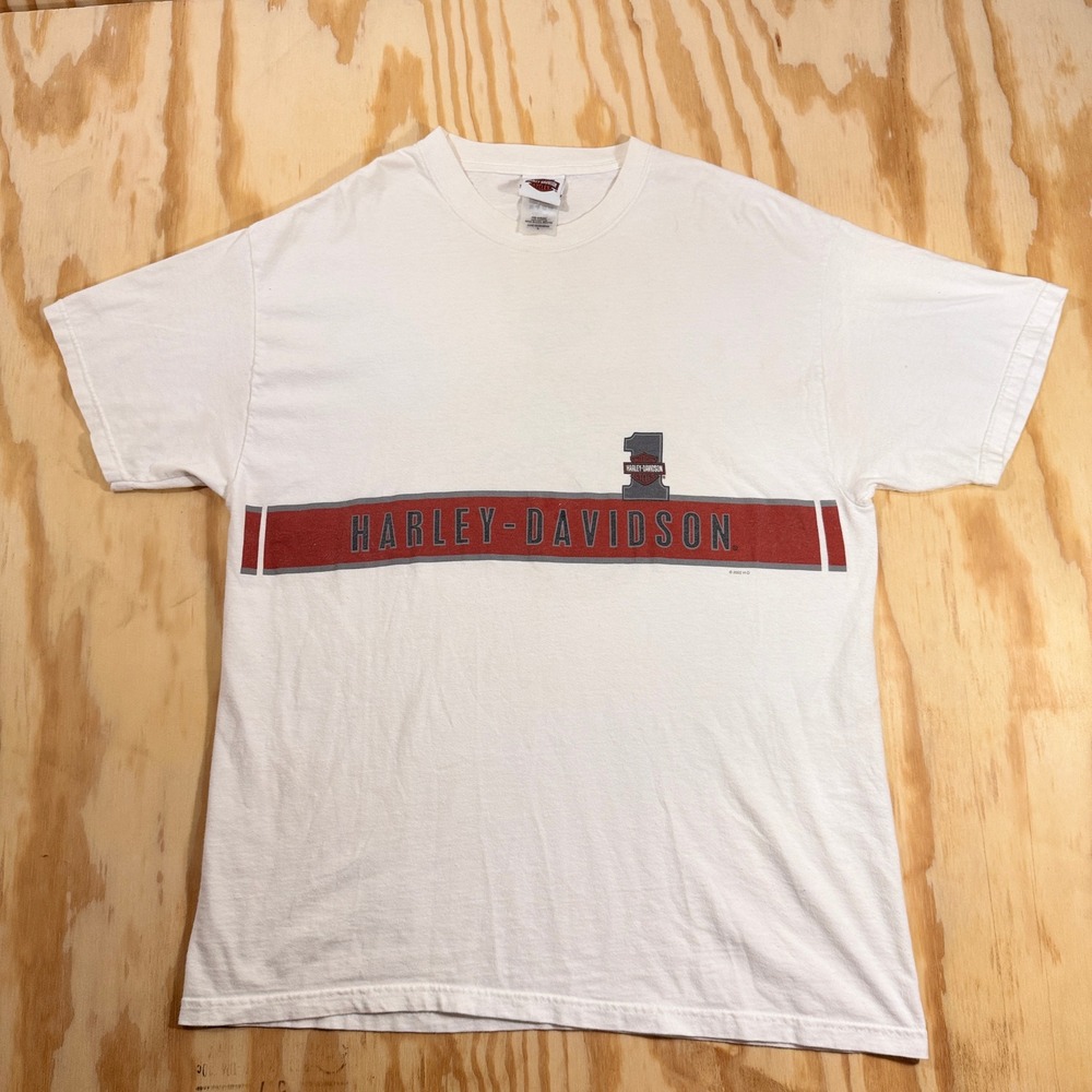 Vtg 2002 Harley Davidson MidAmerica Columbia Missouri Tiger T-Shirt White Mens L
